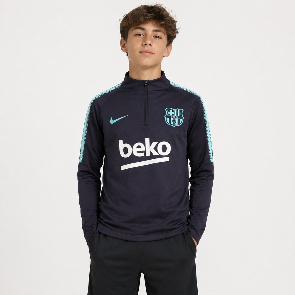 Nike  Purple Teal Youth XL FC Barcelona Quarter Zip Training Top Pullover